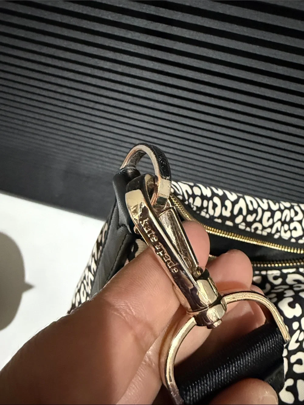 Kate Spade Shelsea Black and White Leopard-Print Hobo Bag crossbody shoulder